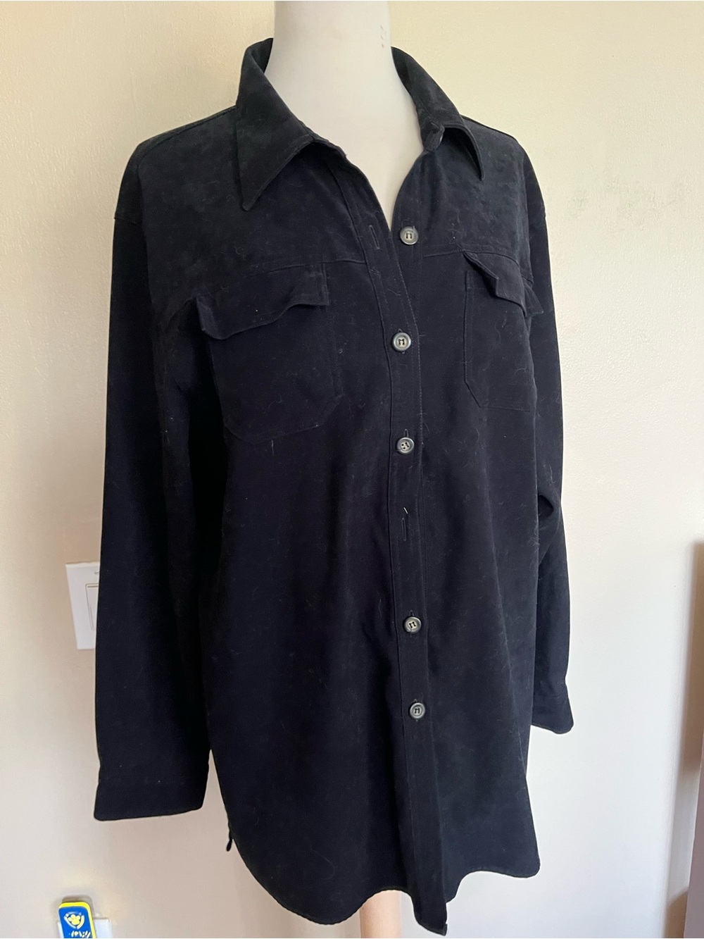 White Stag Black Long-Sleeve Casual Button-Down Shirt